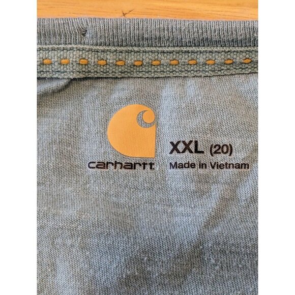 Carhartt Womens XXL 20 Sage Green Loose Fit Logo Long Sleeve Tee T Shirt Top - Picture 6 of 7